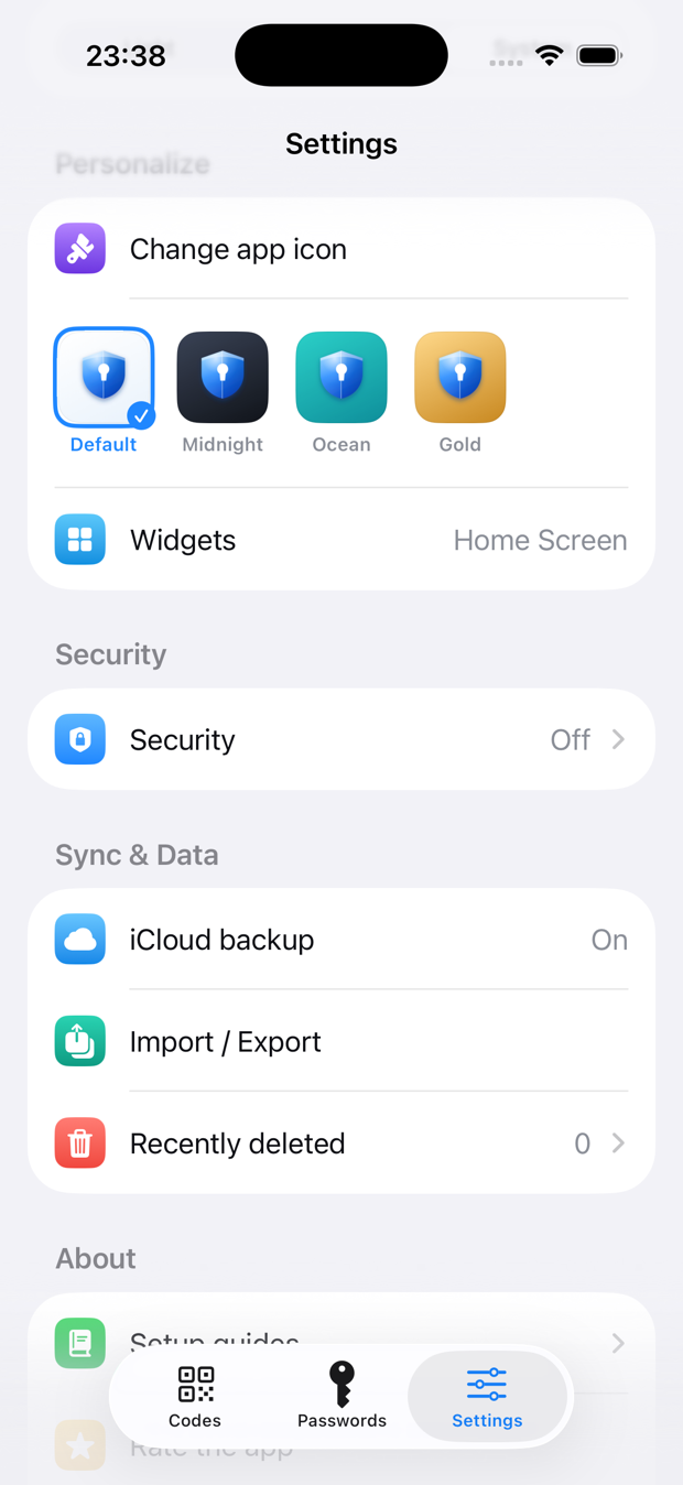 Moat app icon and theme picker